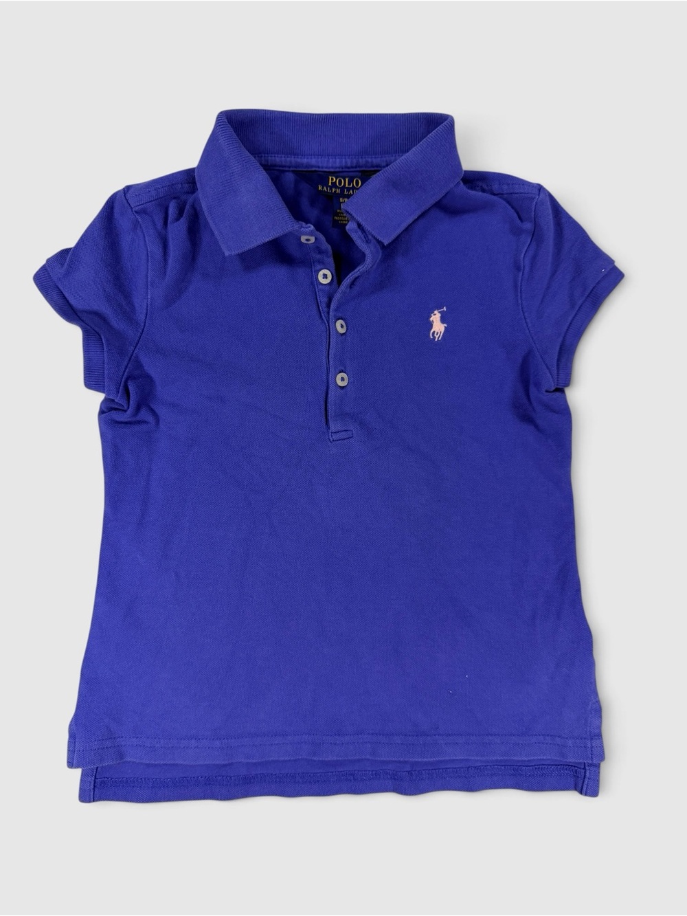 Polo Ralph Lauren Girls Cap Sleeve Piqué Polo – Purple, Size 7